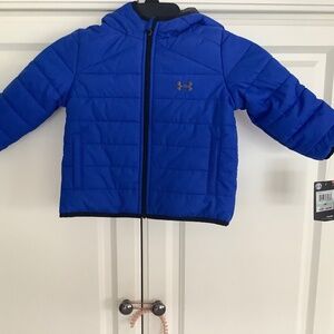 Under Armour Boys DownJacket Reversable Blue and Gray Size 18 months NWT